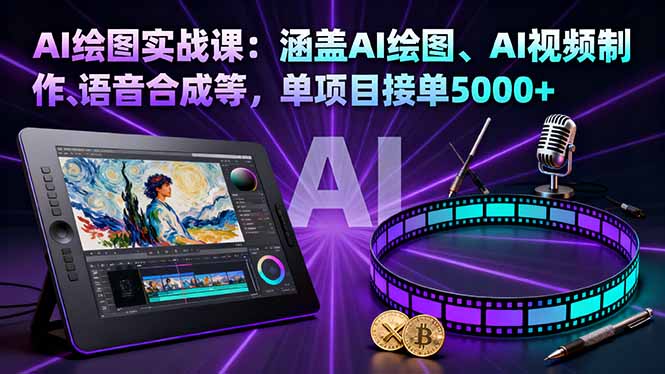 AI绘图实战课：涵盖AI绘图、AI视频制作、语音合成等，单项目接单5000+-聊项目