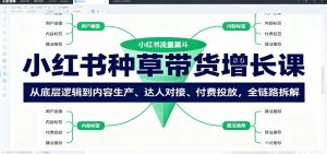 小红书种草带货增长课:从底层逻辑到内容生产、达人对接、付费投放,全链路拆解-聊项目