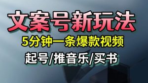 文案号新玩法,5分钟一条爆款视频,流量高,起号快,多方位变现-聊项目