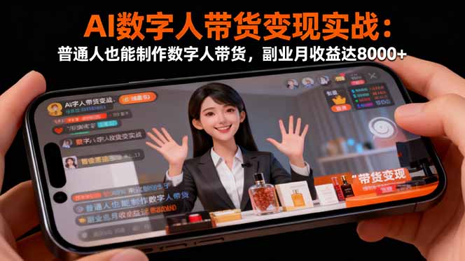 AI数字人带货变现实战：普通人也能制作数字人带货，副业月收益达8000+-聊项目