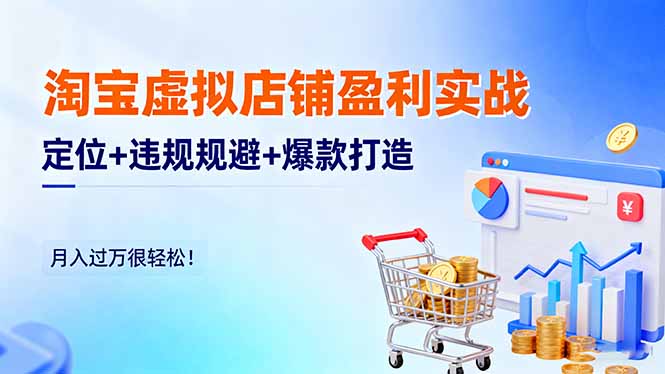 淘宝虚拟店铺盈利实战：定位+违规规避+爆款打造，月入过万很轻松！-聊项目