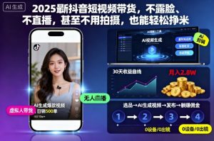 2025最新抖音短视频带货，不露脸、不直播，甚至不用拍摄，也能轻松挣米-聊项目