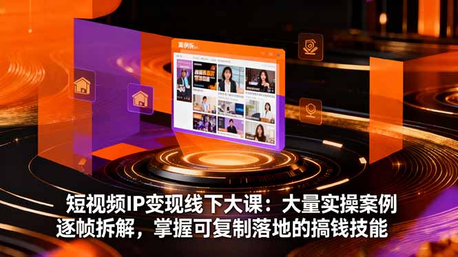 短视频IP变现线下大课：大量实操案例逐帧拆解，掌握可复制落地的搞钱技能-聊项目