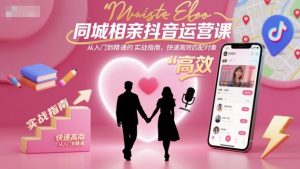 同城相亲抖音运营课,从入门到精通的实战指南,快速高效匹配对象-聊项目