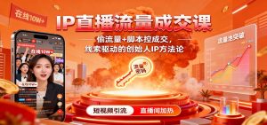 IP直播流量成交课:偷流量+脚本控成交,线索驱动的创始人IP方法论-聊项目