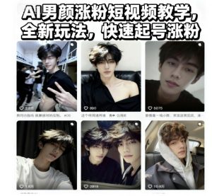 AI男颜涨粉短视频教学,全新玩法,快速起号涨粉-聊项目
