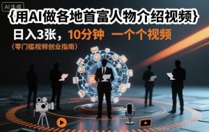 用AI做各地首富人物介绍视频,日入3张,10分钟一个视频-聊项目