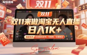 双11来做淘宝无人直播,日入1K+,独家技术,无违规无封号,可矩阵,长期稳定【揭秘】-聊项目