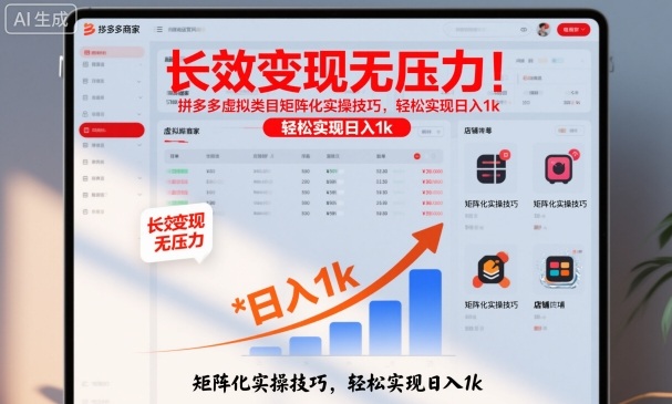 长效变现无压力！拼多多虚拟类目矩阵化实操技巧，轻松实现日入1k【揭秘】-聊项目