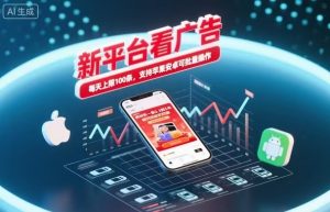 新台看广告，养好机一条5毛到5块，单机日入30到100，支持苹果安卓，可批量操作。-聊项目