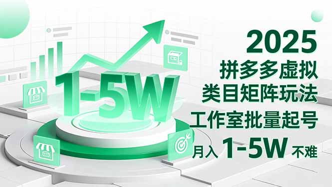 2025 拼多多虚拟类目矩阵玩法，工作室批量起号，月入 1-5W 不难-聊项目