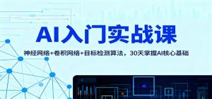 AI入门实战课:神经网络+卷积网络+目标检测算法,30天掌握AI核心基础-聊项目