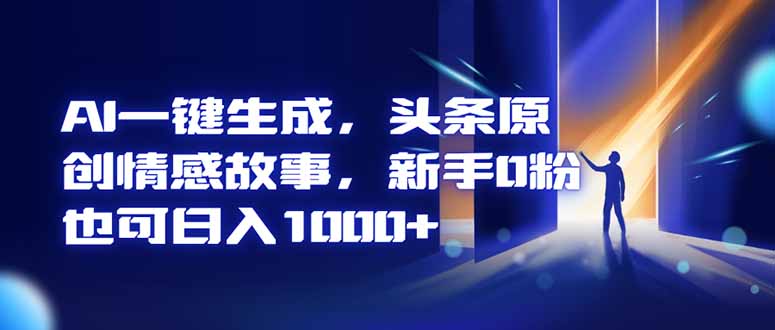 AI一键生成，头条原创情感故事，新手0粉也可日入1000+-聊项目