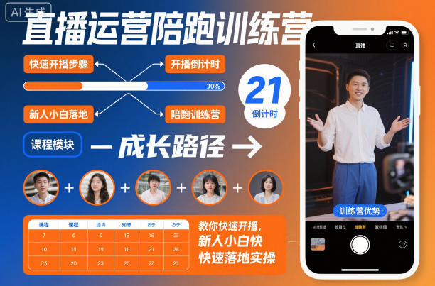 直播运营陪跑训练营，教你快速开播，新人小白快速落地实操-聊项目