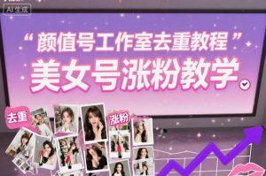 颜值号工作室去重教程，美女号涨粉教学-聊项目