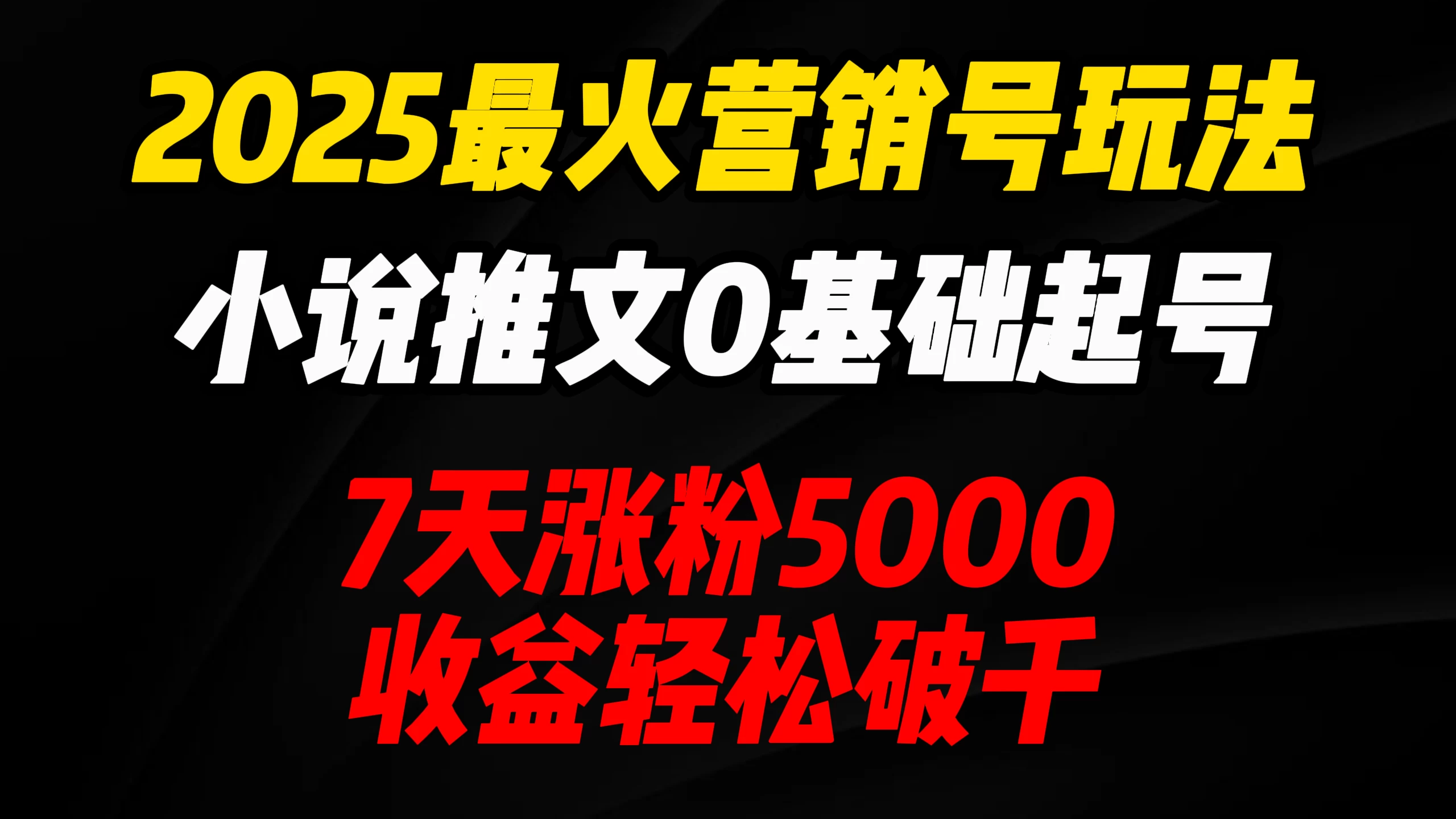 2025最火营销号玩法：小说推文0基础起号，7天涨粉5000，收益轻松破千！-聊项目