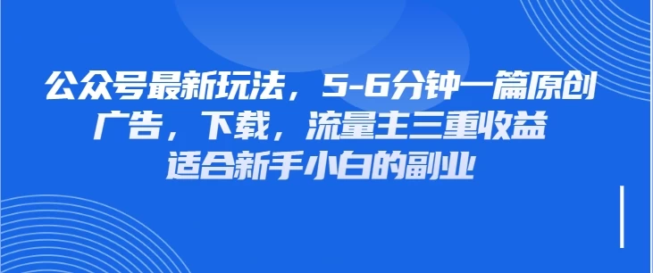 公众号最新玩法，广告，下载，流量主三重收益，非常适合新手小白的项目-聊项目