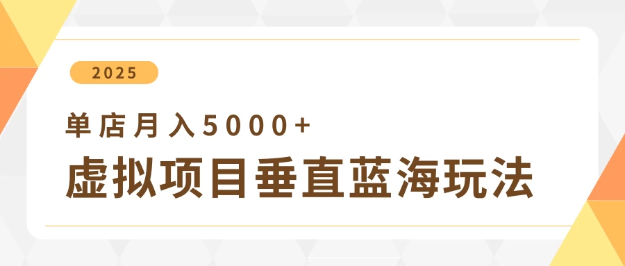 4月虚拟项目垂直玩法，冷门爆品+垂直蓝海，单店月入5000+-聊项目